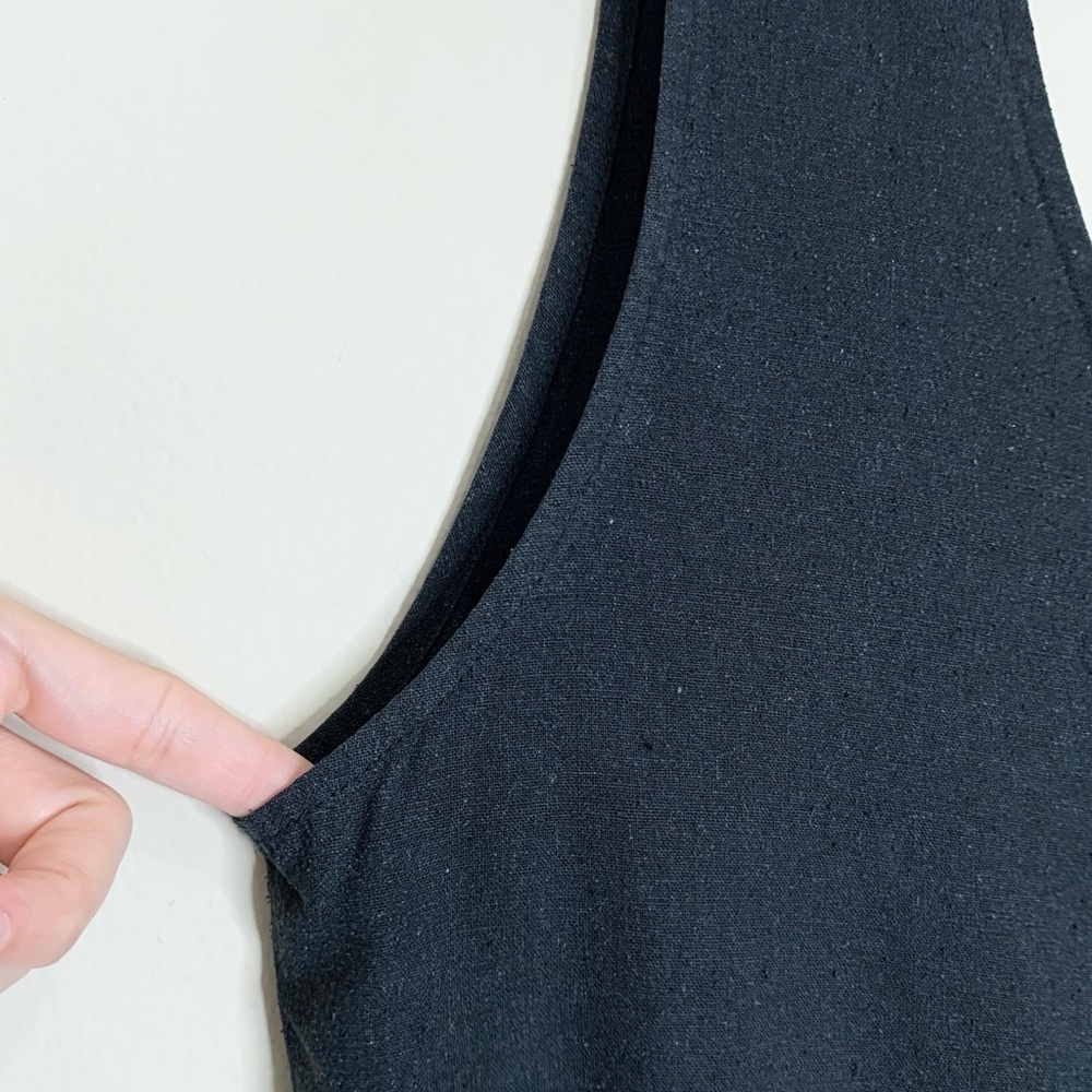 Ozma Coverall Jumpsuit (Sz L) Sleeveless Tapered Crop Raw Silk Noil Black - Picture 7 of 13